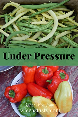 I don’t pressure can. Why? I find that pickling, freezing, or other ways of preserving low-acid vegetables produce tastier results than pressure canning. Read more about (not) pressure canning.