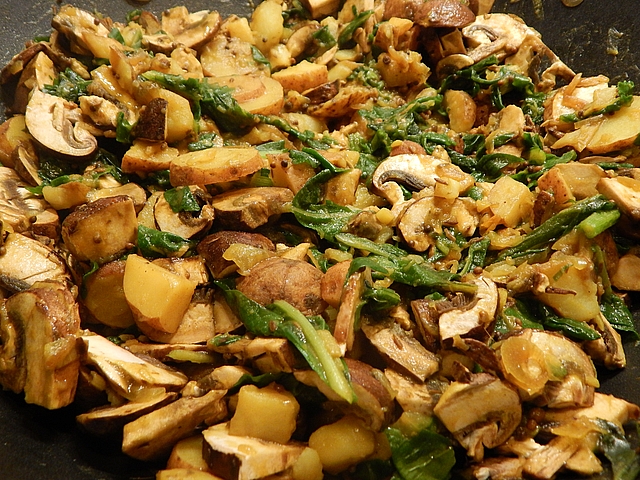 Many uses for holiday leftovers reach beyond microwaved reruns and turkey sandwiches. Learn to make Warm Spinach–Cranberry Salad and Potato–Mushroom–Spinach Curry.