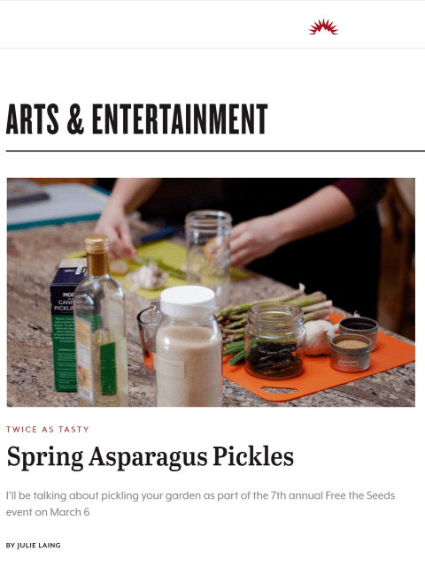 Join me at two free pickling workshops this month. Learn more at TwiceasTasty.com.