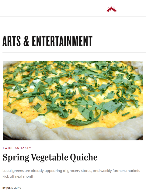 I soon expect to gather enough asparagus and baby spinach for my first spring quiche. Learn more at TwiceasTasty.com.