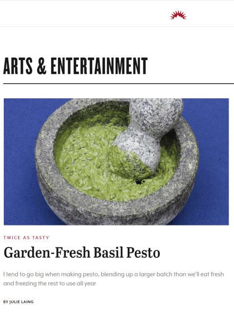 Scratch-made pasta is far easier than I had anticipated and pairs perfectly with creamy homemade pesto. Learn more at TwiceasTasty.com.