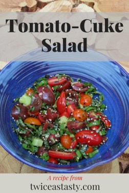 Fresh cherry tomatoes and small cucumbers make a delicious salad, especially when flavored with an Asian-inspired dressing. Get tomato-based recipes at TwiceasTasty.com.