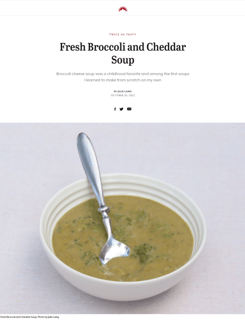 Broccoli and cheese soup has long been a staple in my kitchen, but my recipe has evolved. Learn more at TwiceasTasty.com.