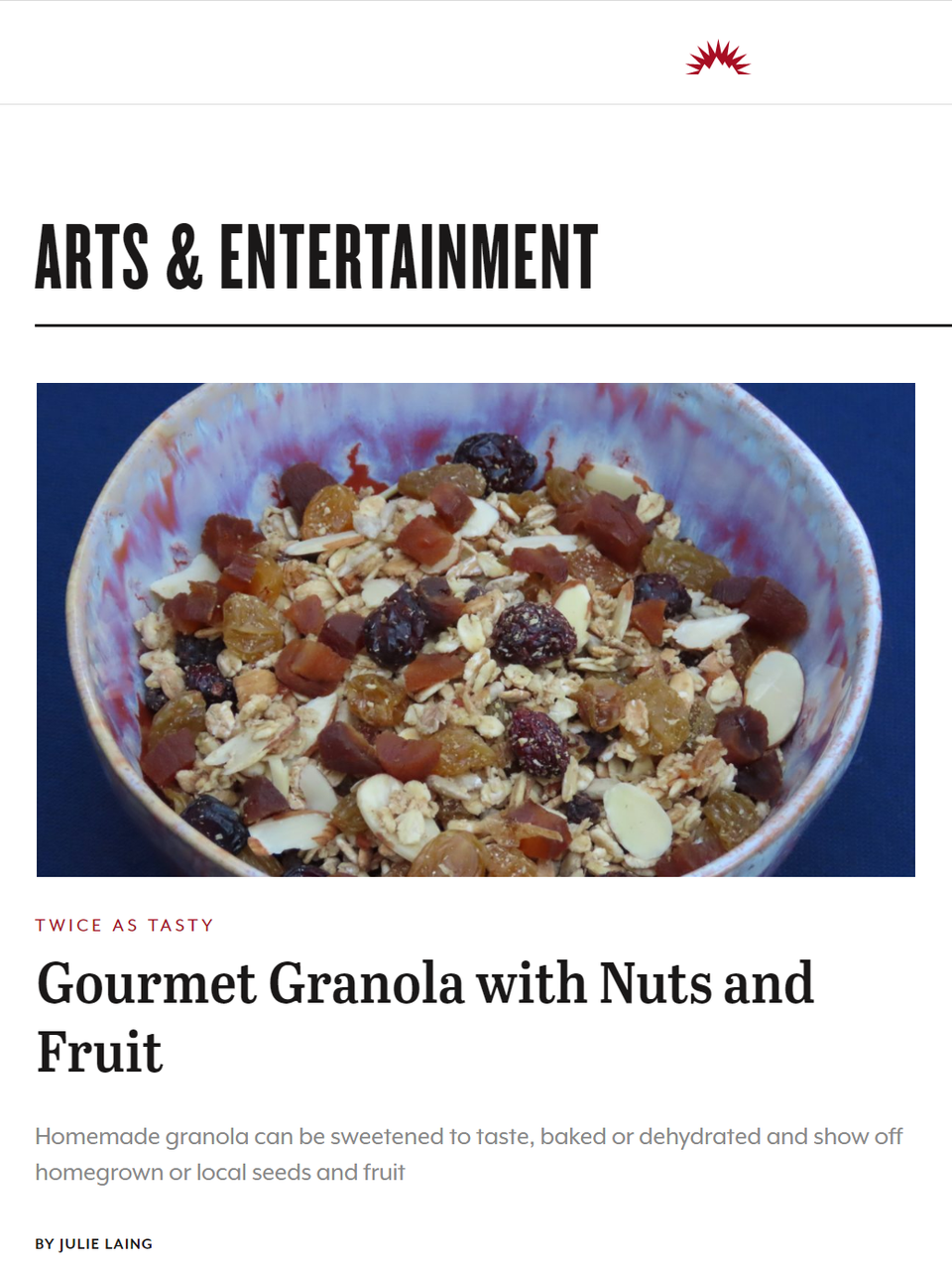 My food dehydrator sees regular, year-round use but is filled most often with granola. Learn more at TwiceasTasty.com.