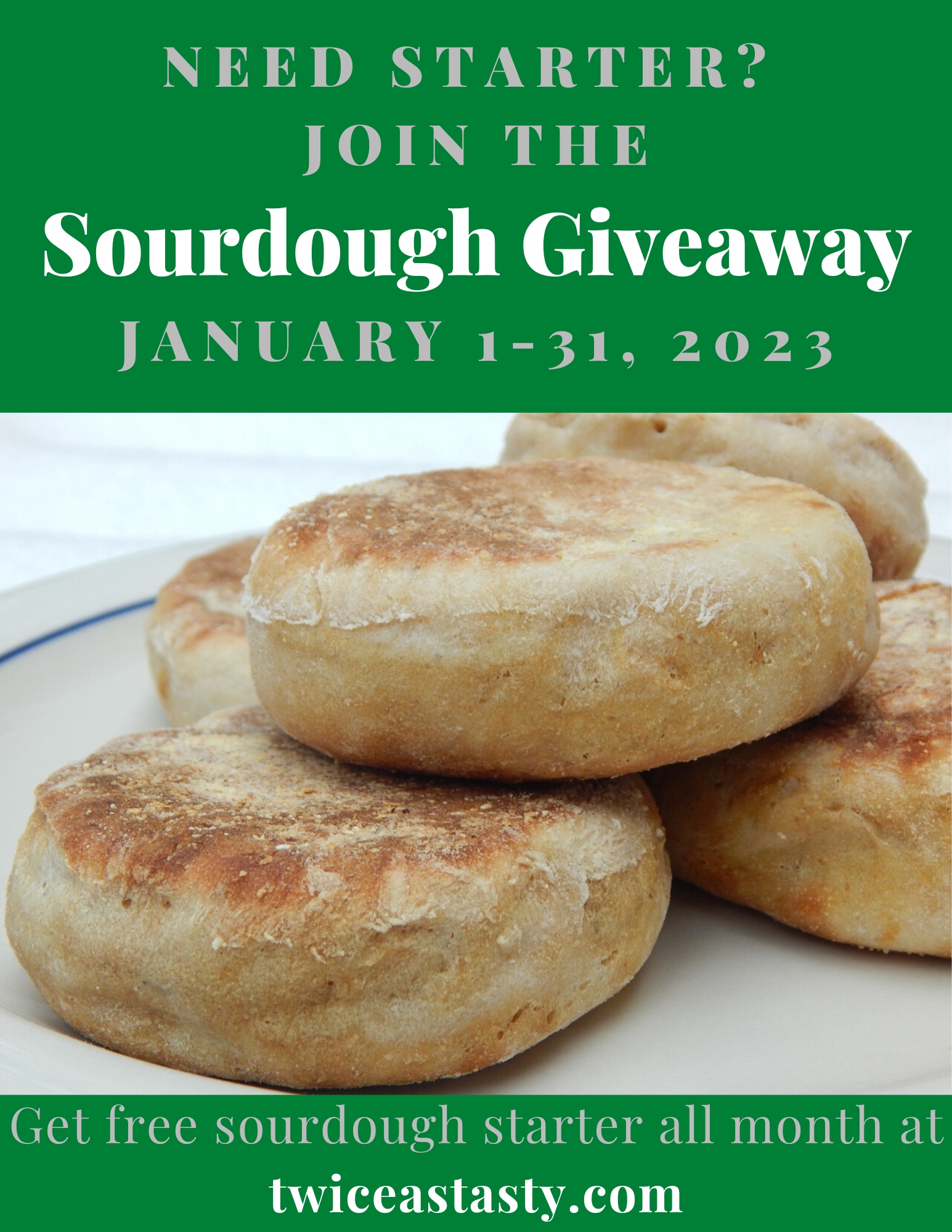 I’m giving away sourdough starter through January 31, 2023. Learn more at TwiceasTasty.com.