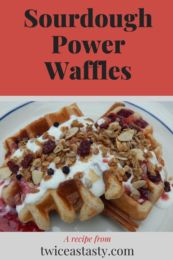 I make sourdough waffles when my starter needs an energy boost, with homemade toppings that give me energy too. Get sourdough recipes at TwiceasTasty.com.
