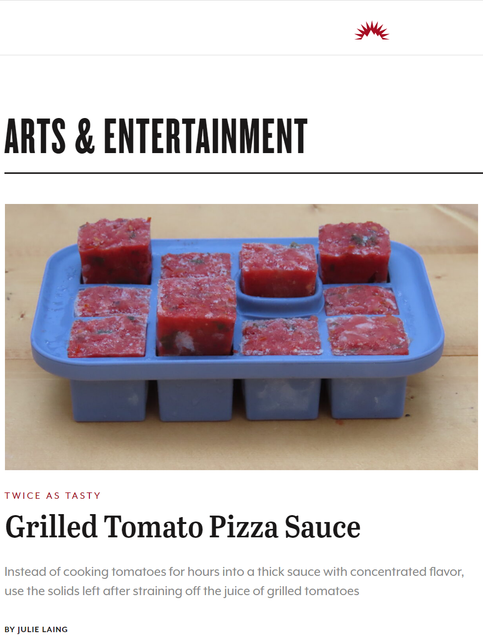 In a pizza sauce, grilled tomato solids have a deep, smoky flavor enhanced by grilled onion and garlic and fresh homegrown herbs. Learn more at TwiceasTasty.com.