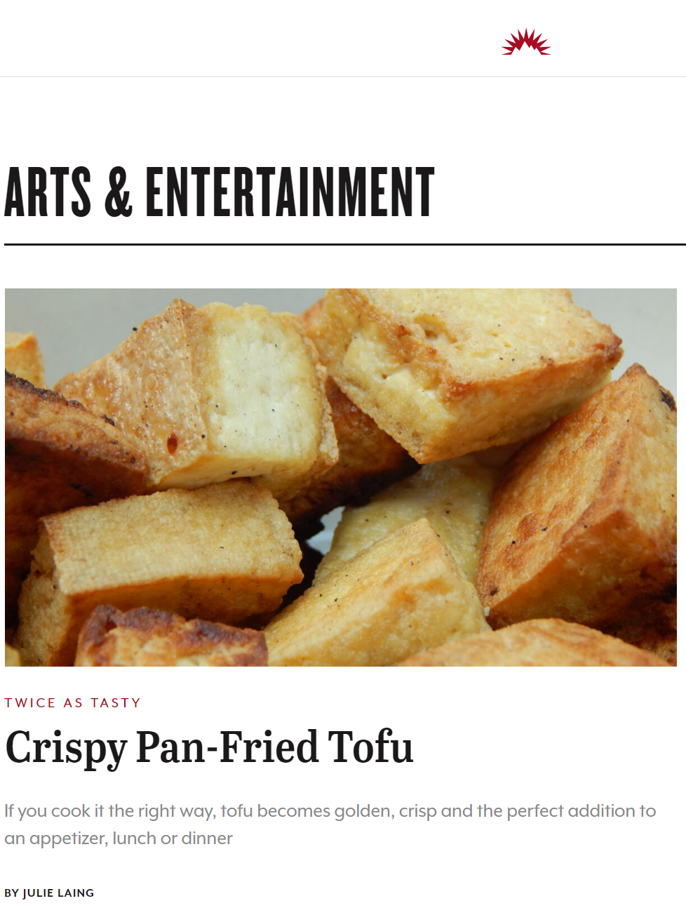 The process of making tofu crispy is simple. It requires just two ingredients and can be broken into four key steps. Learn more at TwiceasTasty.com.