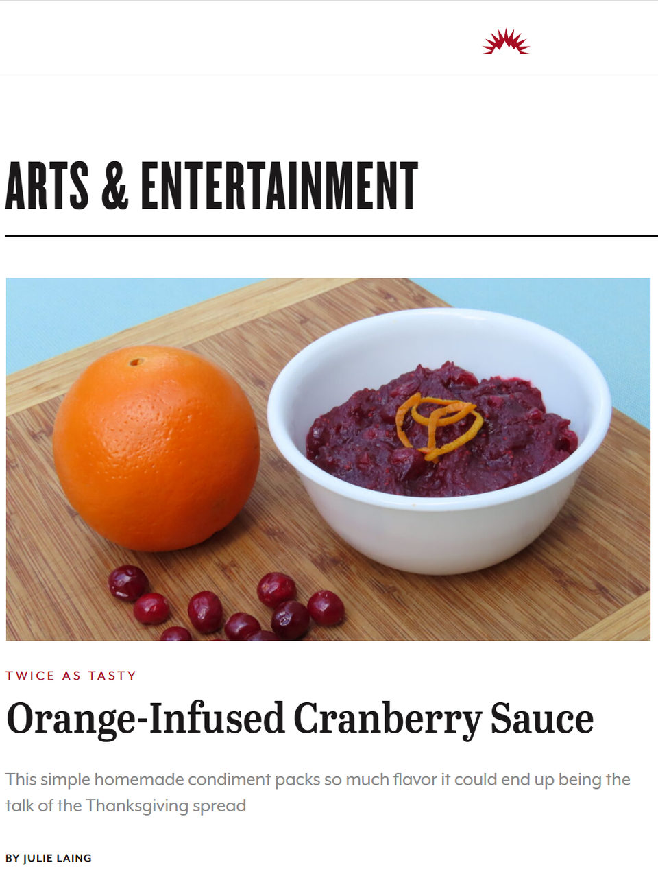 Homemade cranberry sauce is an easy Thanksgiving upgrade, and you can prepare it in advance so that it doesn’t take up stovetop space on feast day. Learn more at TwiceasTasty.com.
