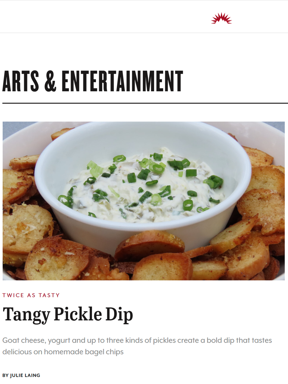 A dense creamy yet zesty dip and sourdough bagel chips promise to be a winning combination at your next party. Learn more at TwiceasTasty.com.