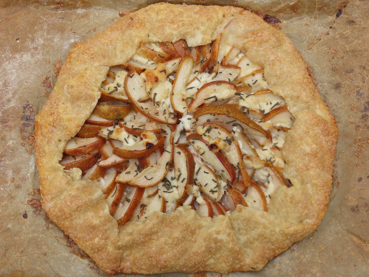 Fresh Pear, Goat Cheese, and Rosemary Galette. Get the recipe at TwiceasTasty.com.