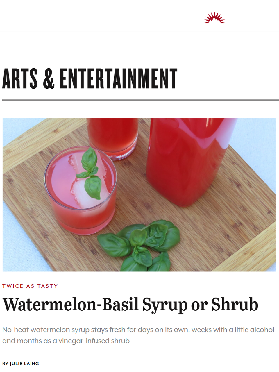 Of all the homemade beverages I make, watermelon shrub and syrup have some of the freshest flavor because the juice is never heated. Learn more at TwiceasTasty.com.