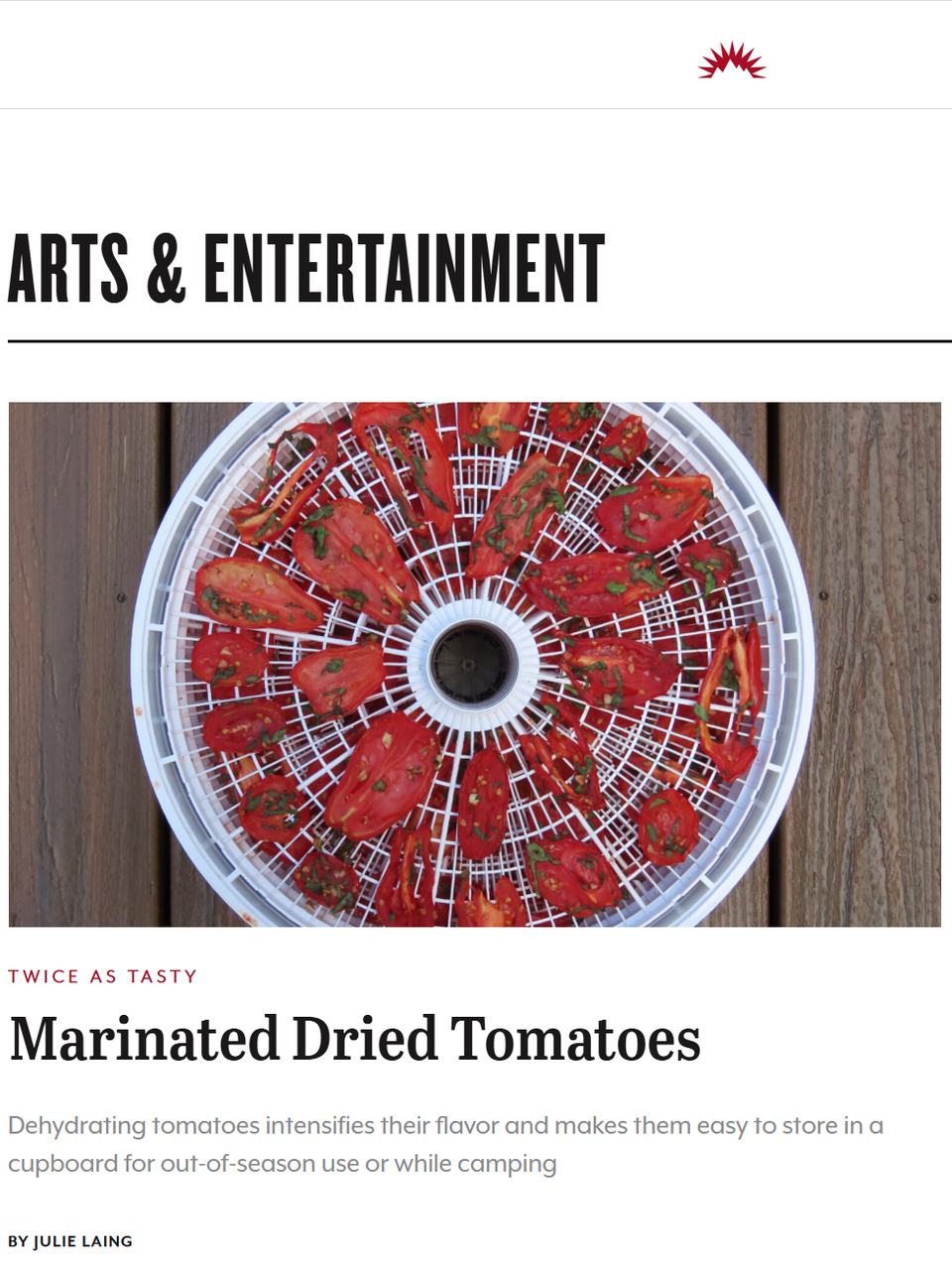 Dehydrated tomatoes feature in my dehydration workshops and in my upcoming Fine Dining: Front Country class at FVCC. Learn more at TwiceasTasty.com.